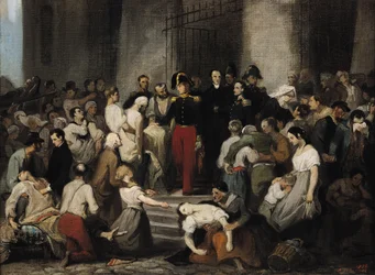 Der Herzog von Orleans besucht die Kranken im Hôtel-Dieu während der Cholera-Epidemie im Jahr 1832